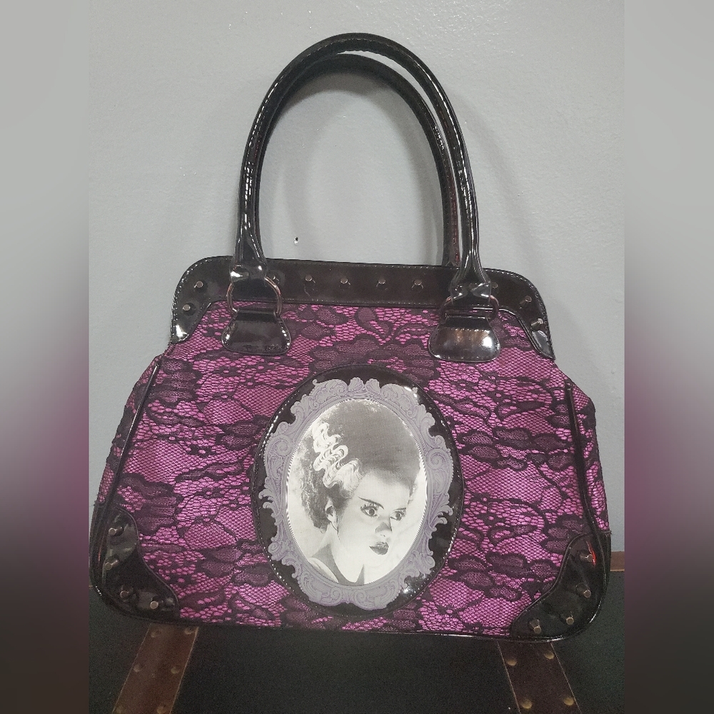Bride of Frankenstein purple lace tote